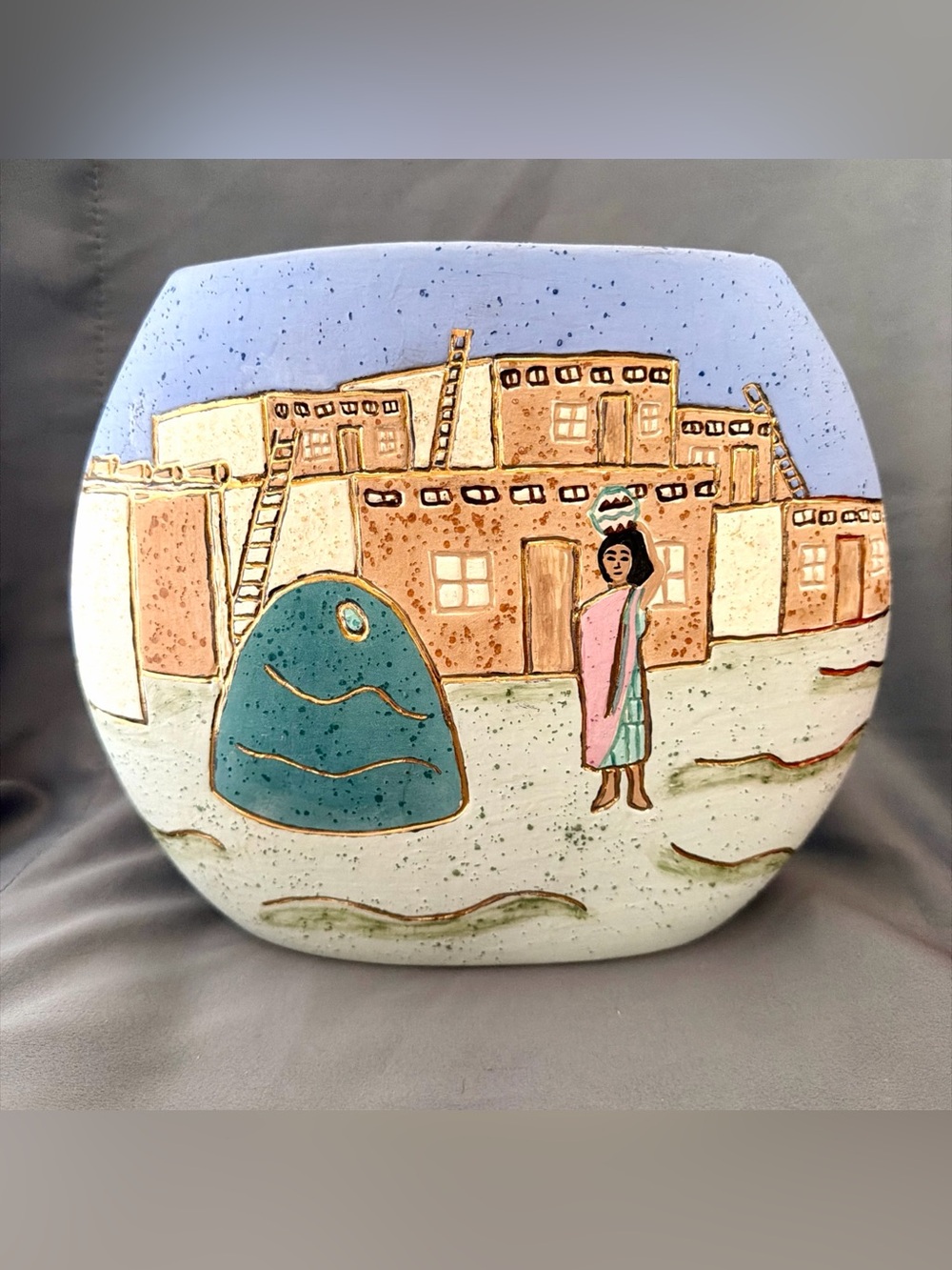 Sittre Ceramic Production Southwestern Art Pottery Vase 1989 Unsigned EUC